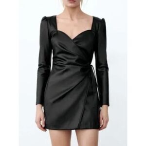 House of Harlow Vegan Leather Black Wrap Dress